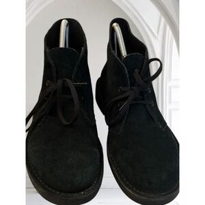 Clarks Mens Black Suede Leather Desert Chukka Boots Lace Up Casual Shoes